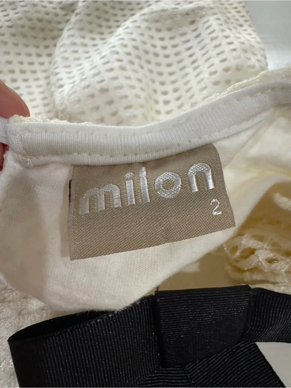 Milton toddler girl Cream Formal Dress with Black Bow Accent size 2T